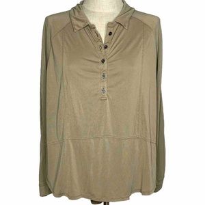 Free People We the Free Tan Half Button Collared Blouse Top